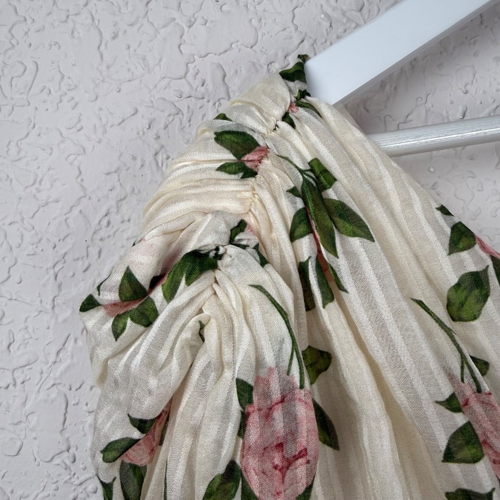 Cami NYC Womens Lenore Rose Silk Blend Asymmetrical Ruched Puff Sleeve Blouse - Picture 7 of 11